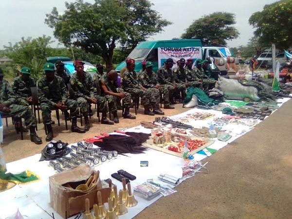 Some members of the Yoruba nation agitators arrested by the Police following Saturday’s attack on Oyo House of Assembly