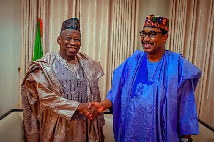 APC Chairman, Abdullahi Ganduje with former Katsina Governor, Ibrahim Shema