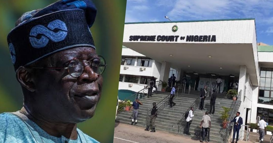 image of president Tinubu and Supreme court building