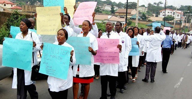 Striking doctors staging a protest